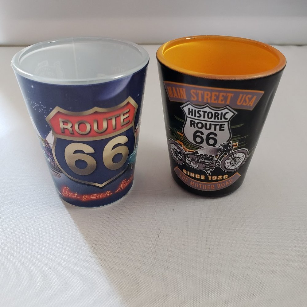 ROUTE 66 COLLAGE &MAIN STREET SHOT GLASS